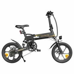 ADO A16 XE Folding Electric Bike 250W Geared Hub Motor 36V 7.5Ah Battery for 43 Mile Range 25km/h Max Speed - Black