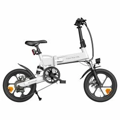 ADO A16 XE Folding Electric Bike 250W Geared Hub Motor 36V 7.5Ah Battery for 43 Mile Range 25km/h Max Speed - White