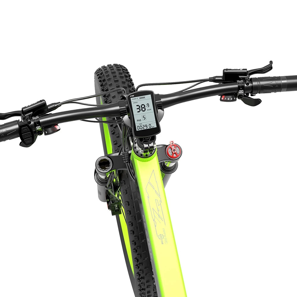 BEZIOR X1000 Folding Electric Bike Bicycle Panasonic 48V 12.8Ah Battery 1000W Motor 26 inch Fat Tire Aluminum Alloy Frame Shimano 27-speed Shift Max Speed 40km/h IP54 100KM Power-assisted mileage Range LCD Display IP54 waterproof - Black Green 6 BEZIOR X1000 Folding Electric Bike Bicycle Panasonic 48V 12.8Ah Battery 1000W Motor 26 inch Fat Tire Aluminum Alloy Frame Shimano 27-speed Shift Max Speed 40km/h IP54 100KM Power-assisted mileage Range LCD Display IP54 waterproof - Black Green - Image 6