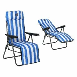 Sports & Outdoors Sales -Sports & Outdoors Sales Beach sunbed Steel Blue White 77 x 58 x 106 cm 499838 1