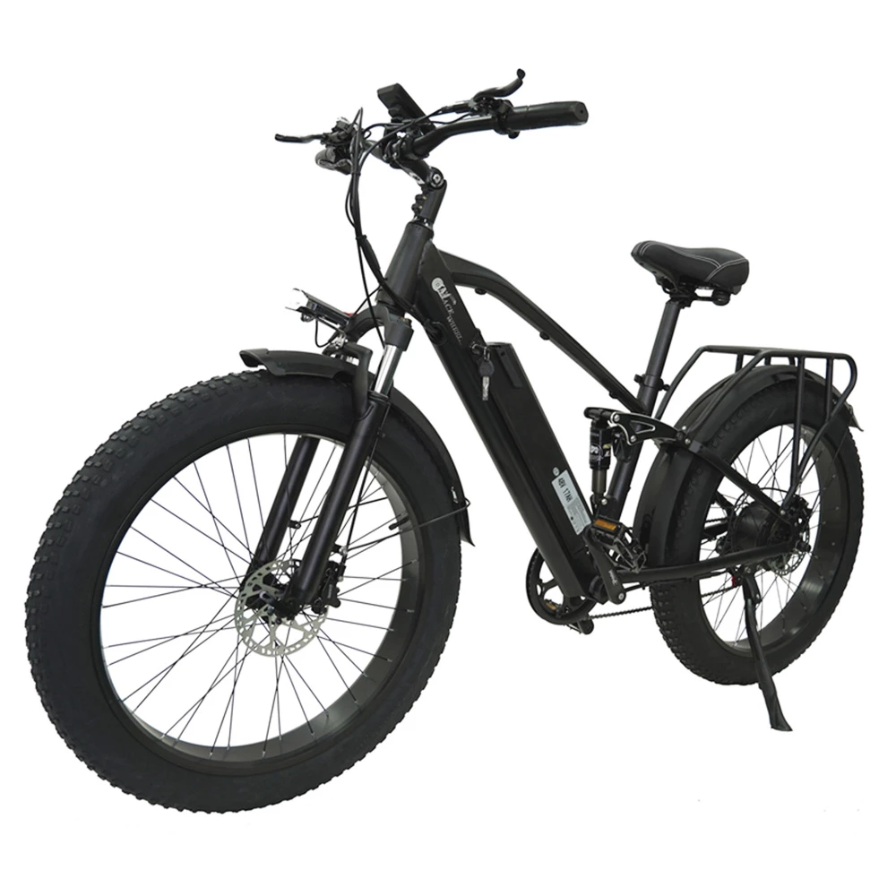 CMACEWHEEL TP26 Full Suspension Electric Mountain Bike, 26*4.0 Inch Fat Tire 48V 750W Brushless Motor 17Ah Li-battery 45Km/h Max Speed Shimano 7 Speed Transmission Black 2 CMACEWHEEL TP26 Full Suspension Electric Mountain Bike, 26*4.0 Inch Fat Tire 48V 750W Brushless Motor 17Ah Li-battery 45Km/h Max Speed Shimano 7 Speed Transmission Black - Image 2
