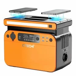 CTECHi GT500 500W Portable Power Station, 518Wh LiFePO4 Battery BSM Systems Backup Solar Generator with 230 V AC Sockets, Dual 10W Wireless Charging, 60W PD Fast Charging, 8 Outputs, LCD Display, Emergency Generator for Camping Emergency Home Use