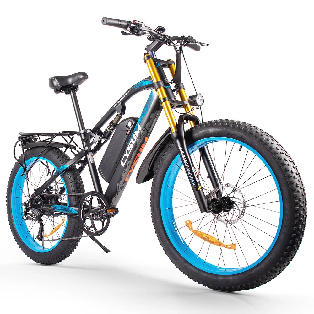 CYSUM M900 Fat Tire Electric Bike 48V 1000W Brushless Gear Motor 17Ah Removable Battery for 50-70 Range - Black-Blue 3 CYSUM M900 Fat Tire Electric Bike 48V 1000W Brushless Gear Motor 17Ah Removable Battery for 50-70 Range - Black-Blue - Image 3