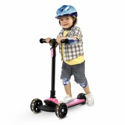 Kick Scooter Glide Scooter with Extra Wide PU Light-Up Wheels and 4 Adjustable Heights for Children from 3-12 Pink -Sports & Outdoors Sales Children Scooter Pink 426992 5