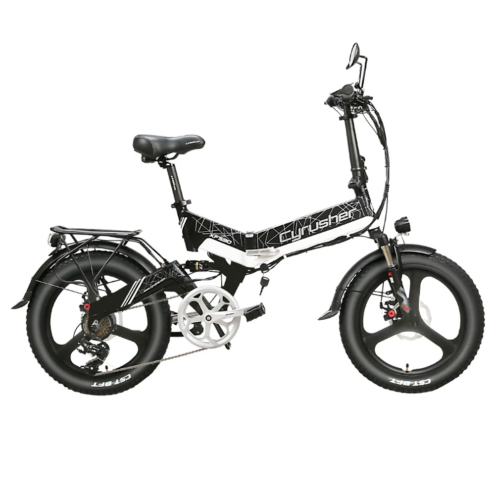 Cyrusher XF590 Folding Electric Bike 500W 48V 10 Ah Battery 7 Speed City E-bike - White 1 Cyrusher XF590 Folding Electric Bike 500W 48V 10 Ah Battery 7 Speed City E-bike - White
