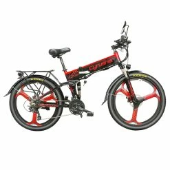 Cyrusher XF770 Folding Electric Bike 500W 48V 10 Ah Hidden Battery 7 Speed Mountain E-bike - Red
