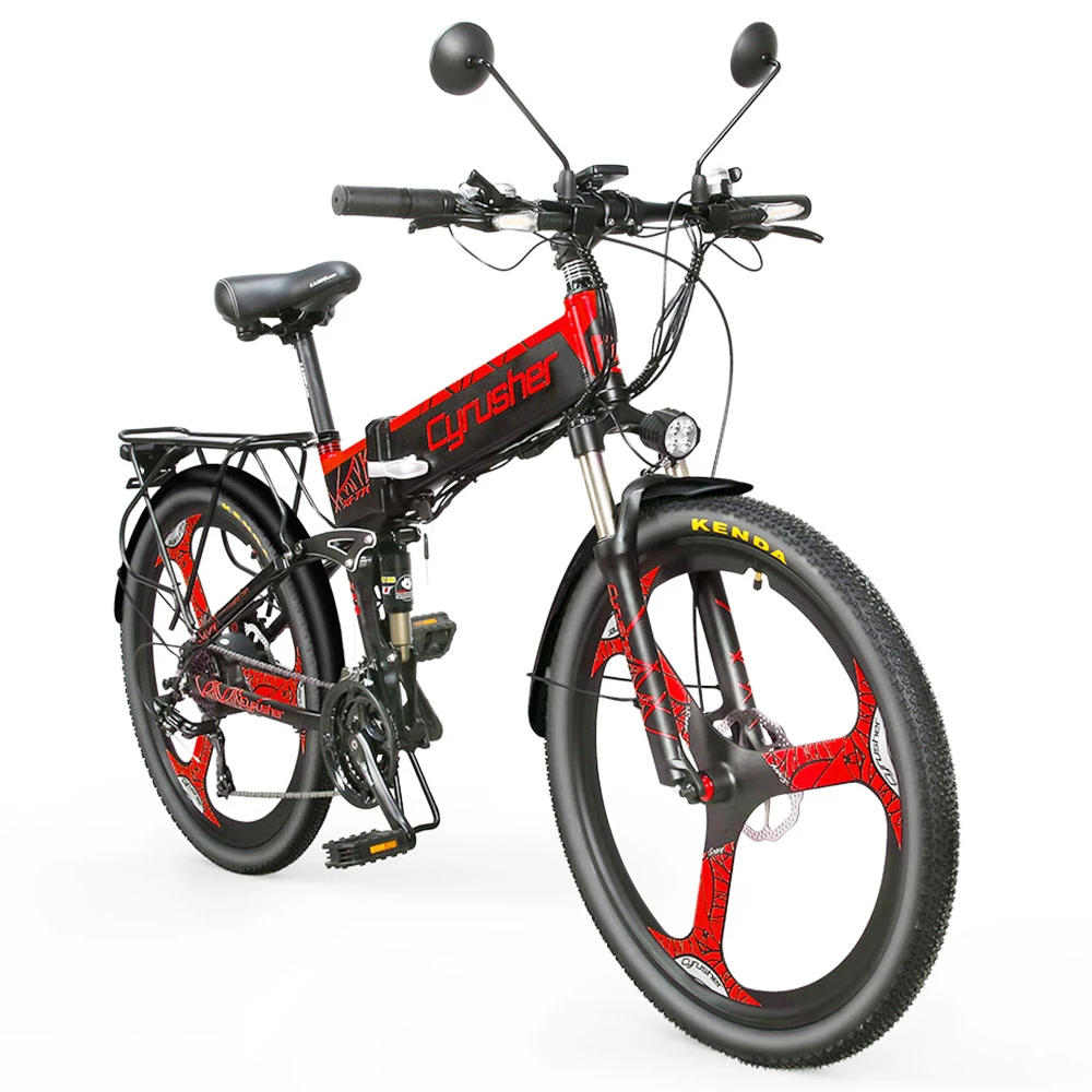 Cyrusher XF770 Folding Electric Bike 500W 48V 10 Ah Hidden Battery 7 Speed Mountain E-bike - Red 2 Cyrusher XF770 Folding Electric Bike 500W 48V 10 Ah Hidden Battery 7 Speed Mountain E-bike - Red - Image 2
