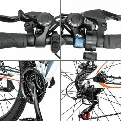 FAFREES Hailong One 26 Inch Electric Bike 250W Powerful Motor with 36V 10Ah Lithium-ion Battery SHIMANO 21 Speed - White -Sports & Outdoors Sales FAFREES 26 Inch Electric Bike 250W Powerful Motor White 493949 4