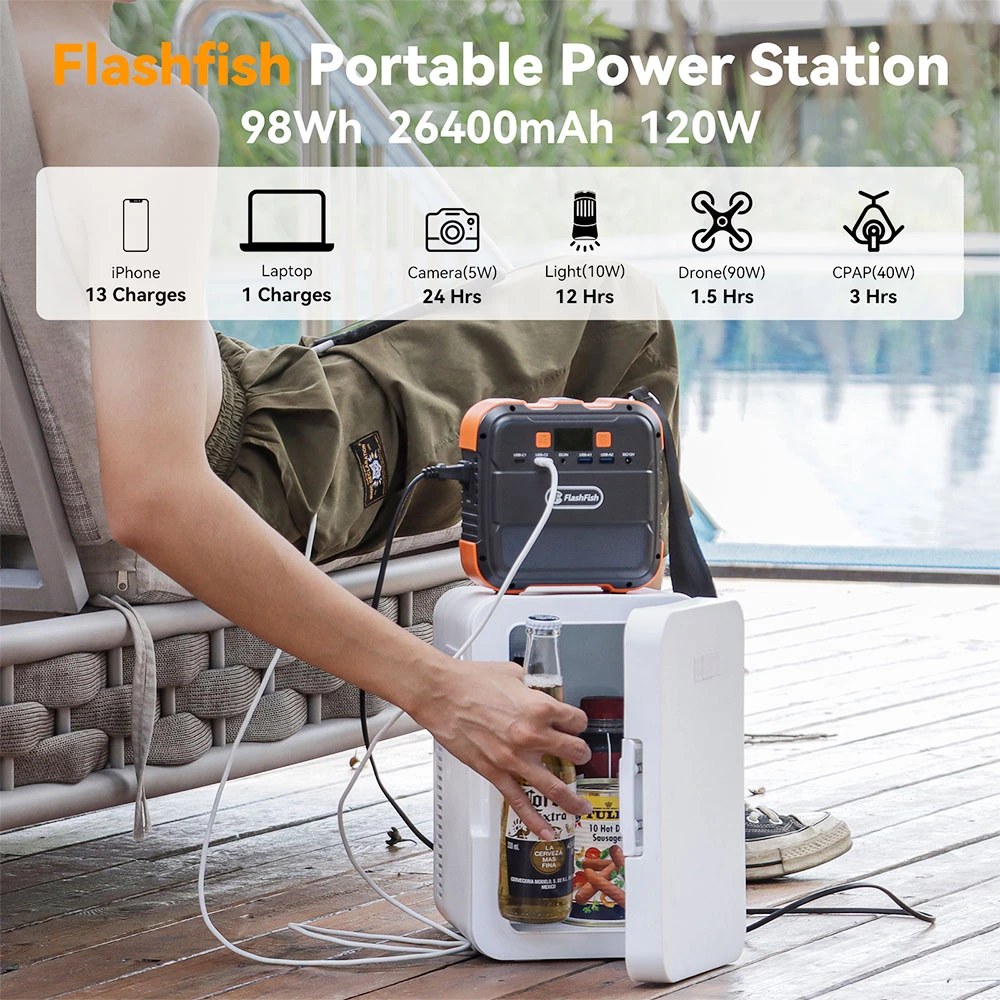 Flashfish A101 120W 98Wh 26400mAh Portable Power Station Backup Solar Generator for Outdoor Travel Camping Home 2 Flashfish A101 120W 98Wh 26400mAh Portable Power Station Backup Solar Generator for Outdoor Travel Camping Home - Image 2