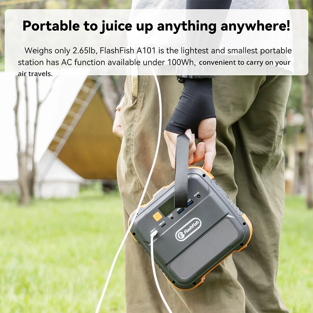 Flashfish A101 120W 98Wh 26400mAh Portable Power Station Backup Solar Generator for Outdoor Travel Camping Home 4 Flashfish A101 120W 98Wh 26400mAh Portable Power Station Backup Solar Generator for Outdoor Travel Camping Home - Image 4