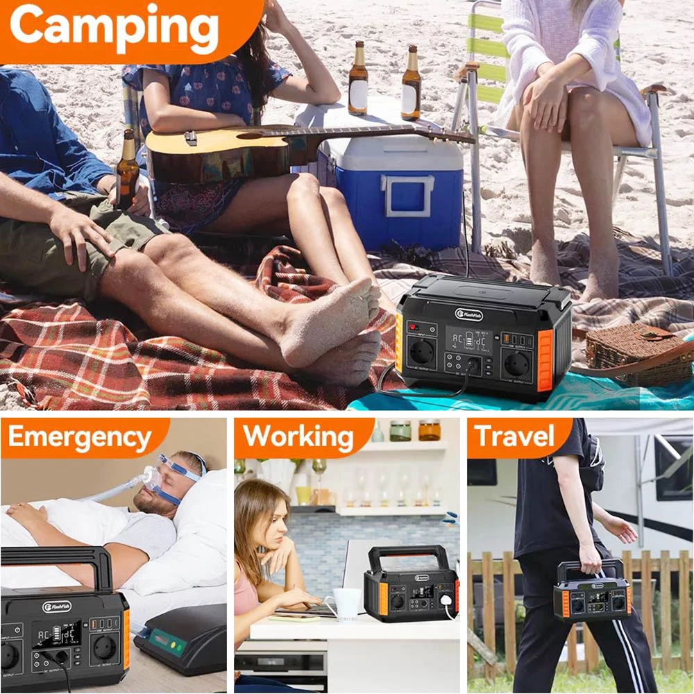 FlashFish P60 560W Portable Power Station, 520Wh/140400mAh Solar Generator, 220V Pure Sine Wave AC Outlets, 11 Outputs, LCD Display 4 FlashFish P60 560W Portable Power Station, 520Wh/140400mAh Solar Generator, 220V Pure Sine Wave AC Outlets, 11 Outputs, LCD Display - Image 4