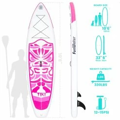 FunWater Cruise SUPFW02B Inflatable Stand Up Paddle Board 335x84x15cm Ultra-Light for All Levels with 10L Dry Bag Travel Backpack - Pink 10 FunWater Cruise SUPFW02B Inflatable Stand Up Paddle Board 335x84x15cm Ultra-Light for All Levels with 10L Dry Bag Travel Backpack - Pink -Sports & Outdoors Sales FunWater Cruise 335x84x15cm Inflatable SUP Board 500273 4