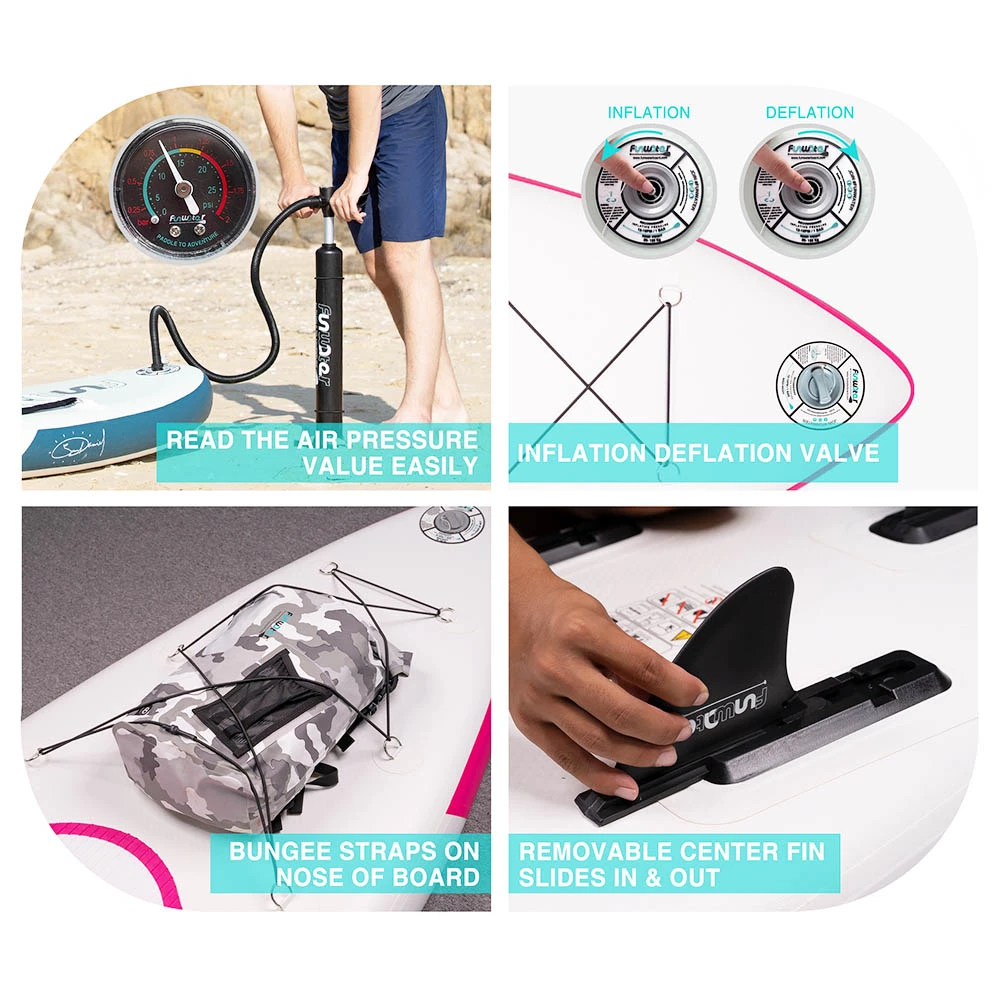 FunWater Cruise SUPFW02B Inflatable Stand Up Paddle Board 335x84x15cm Ultra-Light for All Levels with 10L Dry Bag Travel Backpack - Pink 6 FunWater Cruise SUPFW02B Inflatable Stand Up Paddle Board 335x84x15cm Ultra-Light for All Levels with 10L Dry Bag Travel Backpack - Pink - Image 6