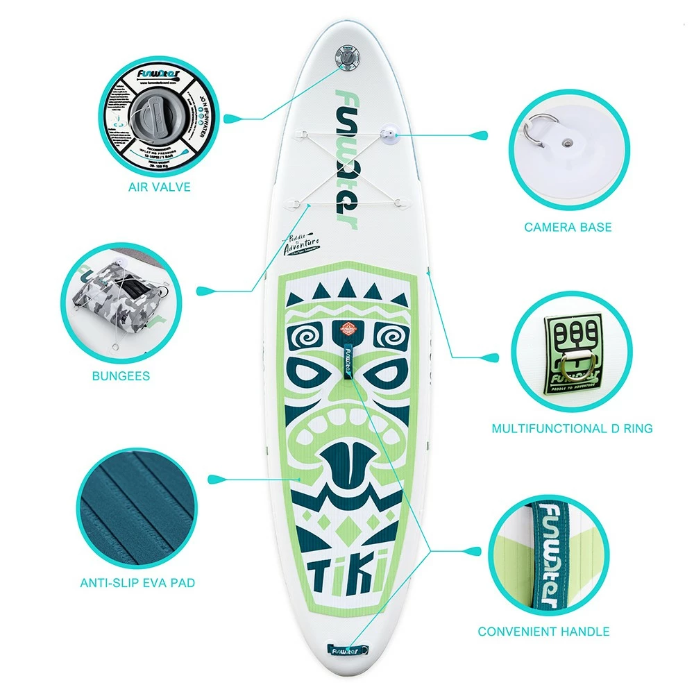 FunWater SUPFW05A NEW TIKI Inflatable Stand Up Paddle Board 10.6'' Long 33' Wide 6' Thick 4 FunWater SUPFW05A NEW TIKI Inflatable Stand Up Paddle Board 10.6'' Long 33' Wide 6' Thick - Image 4