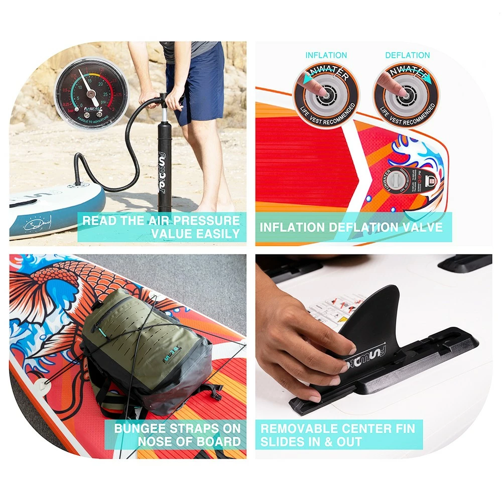 Funwater Racing Roard KOI 350x84x15cm Inflatable Stand Up Paddling Board Maximum Load 150kg with Accessories 5 Funwater Racing Roard KOI 350x84x15cm Inflatable Stand Up Paddling Board Maximum Load 150kg with Accessories - Image 5