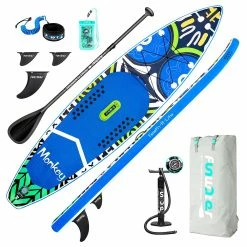 Funwater Racing Roard Monkey 132*33*6 Inch Inflatable Stand Up Paddling Board Maximum Load 150kg with Accessories