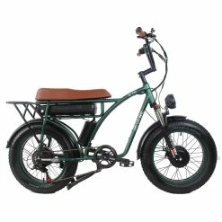GOGOBEST GF750 Electric Bicycle 1000W*2 Dual Motors 50Km/h Max Speed 48V 17.5Ah Battery 20*4.0 Inch Fat Tire Shimano 7-Speed Gear with USB Phone Charging 200KG Max Load - Army Green