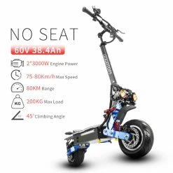 GOGOTOPS GS8 Electric Scooter 3000W*2 Dual Motors 80Km/h Max Speed 60V 38.4Ah Battery 10 Inch Pneumatic Road Tire 80Km Range 200KG Max Load Dual Shock Absorbers -Sports & Outdoors Sales GOGOTOPS GS8 Electric Scooter 3000W 2 Dual Motors Without Seat 515193 1