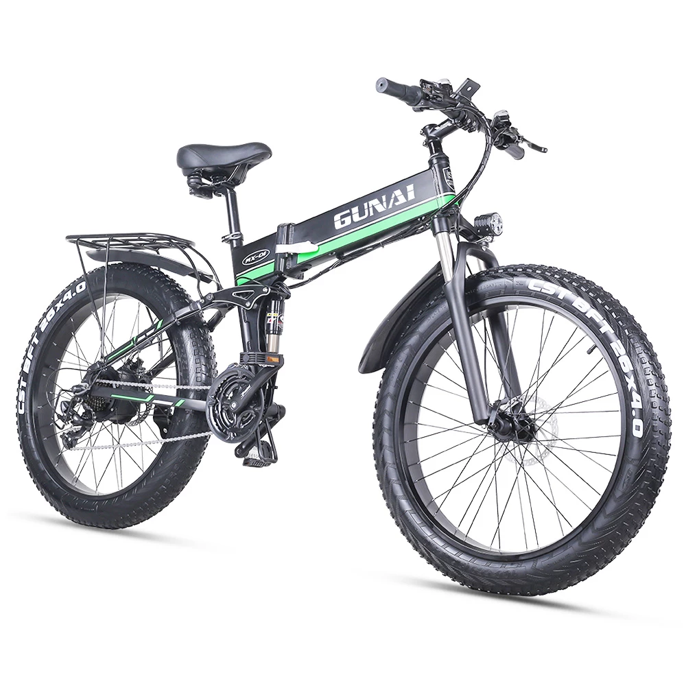 GUNAI MX01 1000W 48V 12.8Ah 26'' Electric Bicycle 40km/h Max Speed 40-50km Mileage Range 150kg Max Load - Green 3 GUNAI MX01 1000W 48V 12.8Ah 26'' Electric Bicycle 40km/h Max Speed 40-50km Mileage Range 150kg Max Load - Green - Image 3