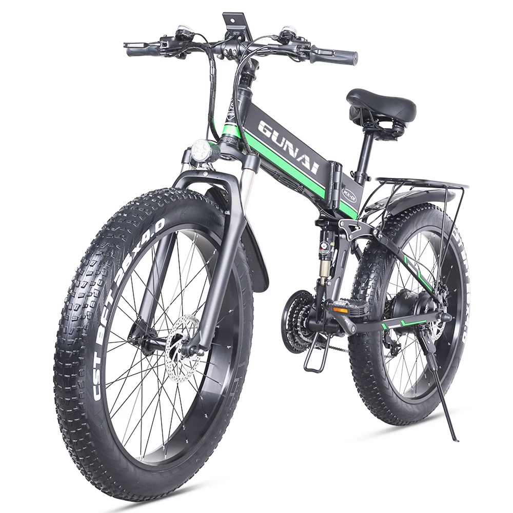 GUNAI MX01 1000W 48V 12.8Ah 26'' Electric Bicycle 40km/h Max Speed 40-50km Mileage Range 150kg Max Load - Green 4 GUNAI MX01 1000W 48V 12.8Ah 26'' Electric Bicycle 40km/h Max Speed 40-50km Mileage Range 150kg Max Load - Green - Image 4