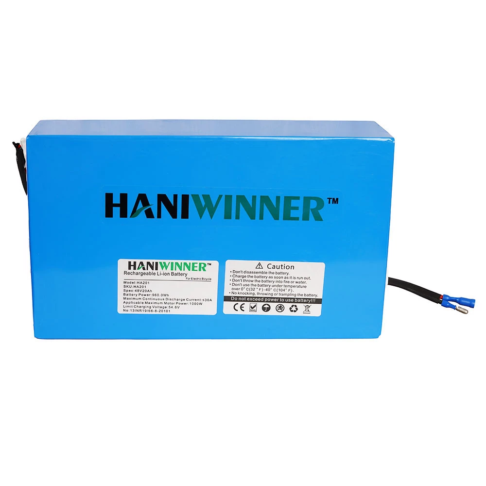 HANIWINNER HA201 Electric Bike Rechargeable Lithium Battery 48V 20AH 960W with Charger - Blue 1 HANIWINNER HA201 Electric Bike Rechargeable Lithium Battery 48V 20AH 960W with Charger - Blue