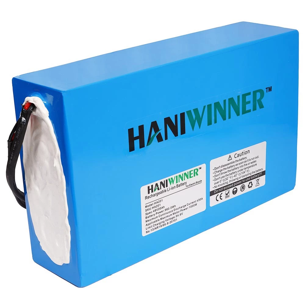 HANIWINNER HA201 Electric Bike Rechargeable Lithium Battery 48V 20AH 960W with Charger - Blue 2 HANIWINNER HA201 Electric Bike Rechargeable Lithium Battery 48V 20AH 960W with Charger - Blue - Image 2
