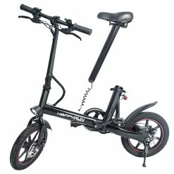 Happyrun HR-X40 Lightweight Electric Bike 350W Motor 36V 6Ah Battery 14'' Road Tires 25km Range 25km/h Max Speed Black -Sports & Outdoors Sales Happyrun HR X40 Lightweight Electric Folding Bike 350W Motor 506524 4