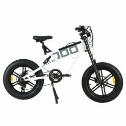 KUGOO T01 Electric Bicycle 48V 500W Motor 13Ah Battery 20*4.0 Inch Fat Tires 38Km/h Max Speed Shimano 7-Speed Gears Hydraulic Brakes 50-65KM Mileage 150KG Load Electric Mountain Bike - White