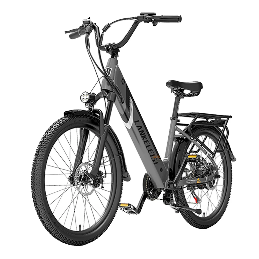 LANKELEISI ES500PRO Electric Bike 500W Motor 48V 16Ah Battery 24'' Tire 32km/h Max Speed Shimano 7 Speed Gear - Grey 2 LANKELEISI ES500PRO Electric Bike 500W Motor 48V 16Ah Battery 24'' Tire 32km/h Max Speed Shimano 7 Speed Gear - Grey - Image 2