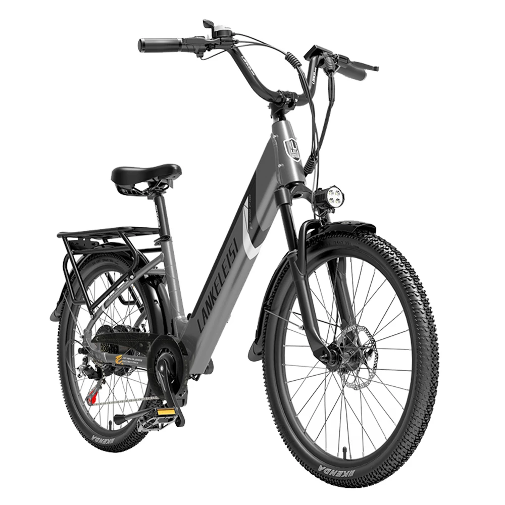 LANKELEISI ES500PRO Electric Bike 500W Motor 48V 16Ah Battery 24'' Tire 32km/h Max Speed Shimano 7 Speed Gear - Grey 3 LANKELEISI ES500PRO Electric Bike 500W Motor 48V 16Ah Battery 24'' Tire 32km/h Max Speed Shimano 7 Speed Gear - Grey - Image 3