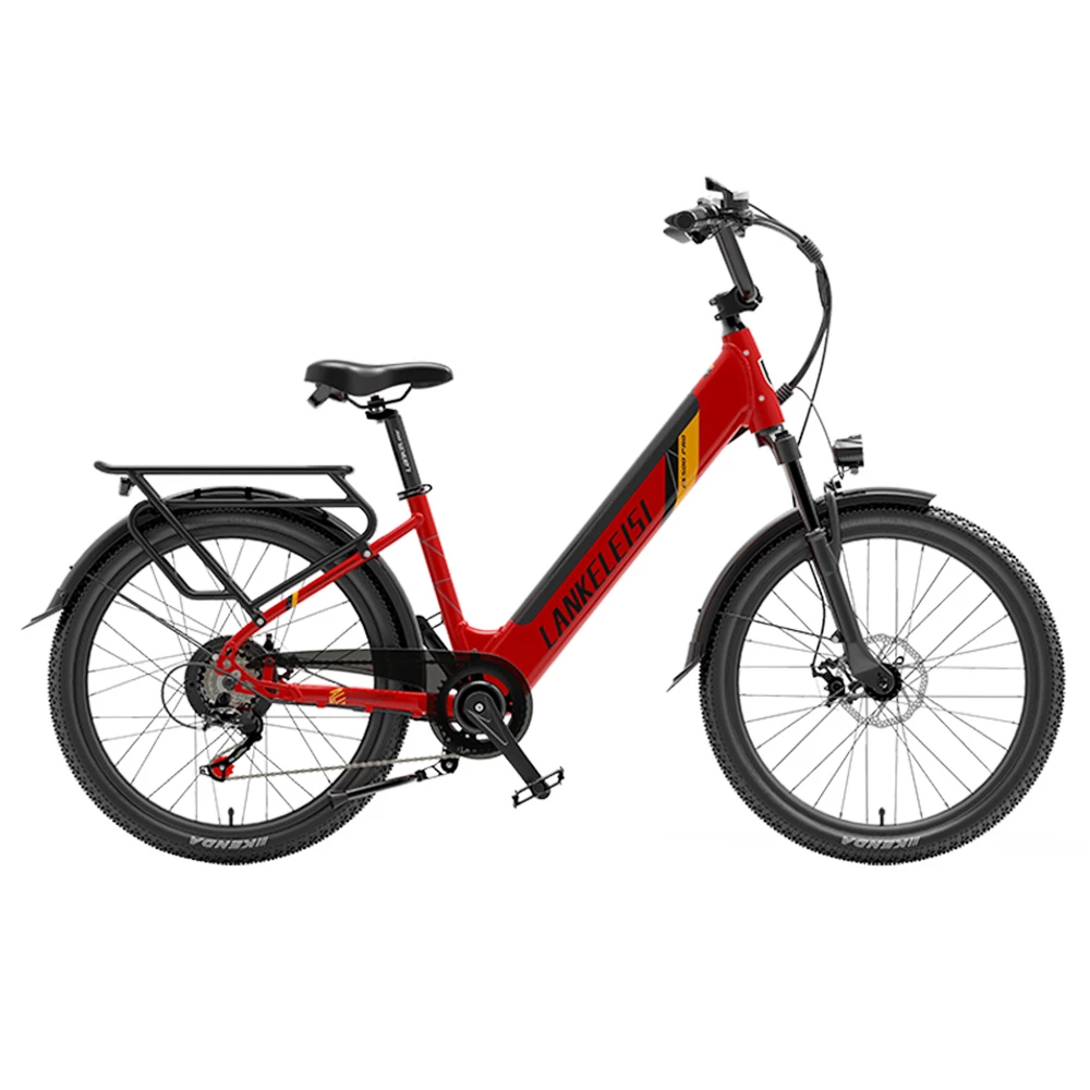 LANKELEISI ES500PRO Electric Bike 500W Motor 48V 16Ah Battery 24'' Tire 32km/h Max Speed Shimano 7 Speed Gear - Red 1 LANKELEISI ES500PRO Electric Bike 500W Motor 48V 16Ah Battery 24'' Tire 32km/h Max Speed Shimano 7 Speed Gear - Red