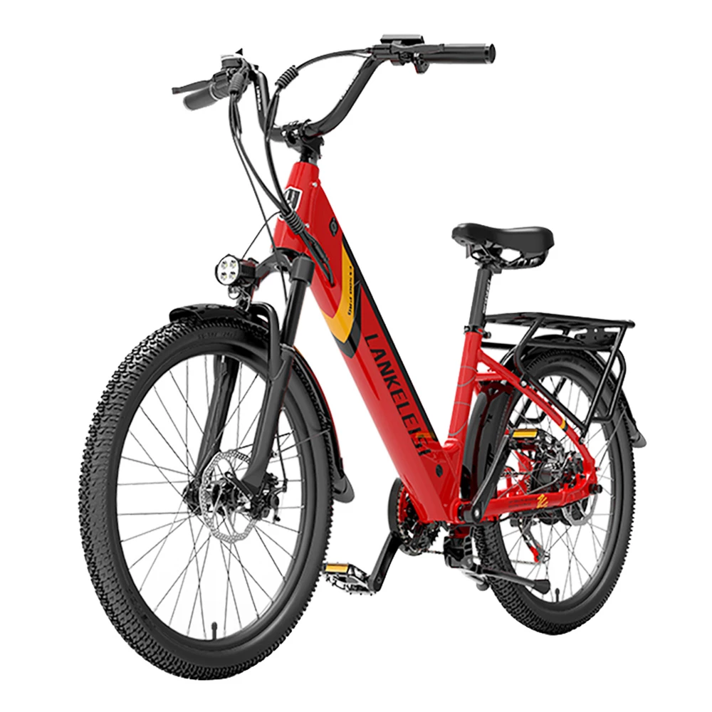 LANKELEISI ES500PRO Electric Bike 500W Motor 48V 16Ah Battery 24'' Tire 32km/h Max Speed Shimano 7 Speed Gear - Red 2 LANKELEISI ES500PRO Electric Bike 500W Motor 48V 16Ah Battery 24'' Tire 32km/h Max Speed Shimano 7 Speed Gear - Red - Image 2