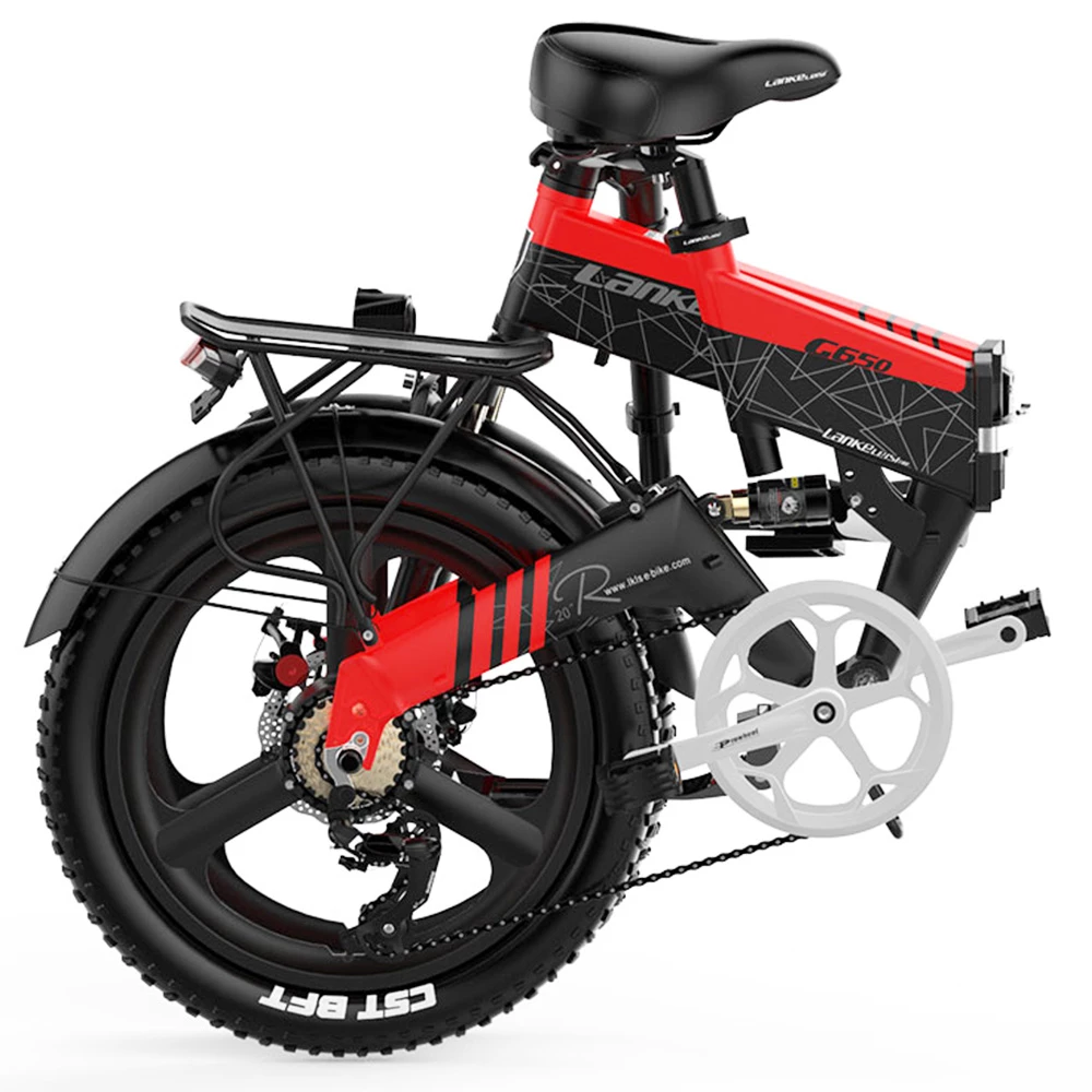 LANKELEISI G650 Electric Folding Bike 400W Motor 14.5Ah Battery 20 inch Tire for Commuting - Red 2 LANKELEISI G650 Electric Folding Bike 400W Motor 14.5Ah Battery 20 inch Tire for Commuting - Red - Image 2