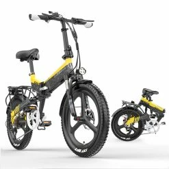 LANKELEISI G650 Electric Folding Bike 400W Motor 14.5Ah Battery 20 inch Tire for Commuting - Yellow -Sports & Outdoors Sales LANKELEISI G650 Electric Folding Bike 400W Motor Yellow 507642 3