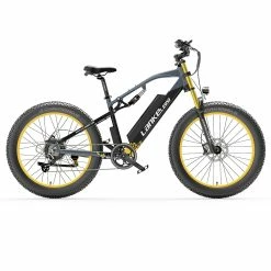 LANKELEISI RV700 16Ah 48V 1000W Electric Bicycle 26inch 42km/h Max speed Max Load 150kg - Black Yellow