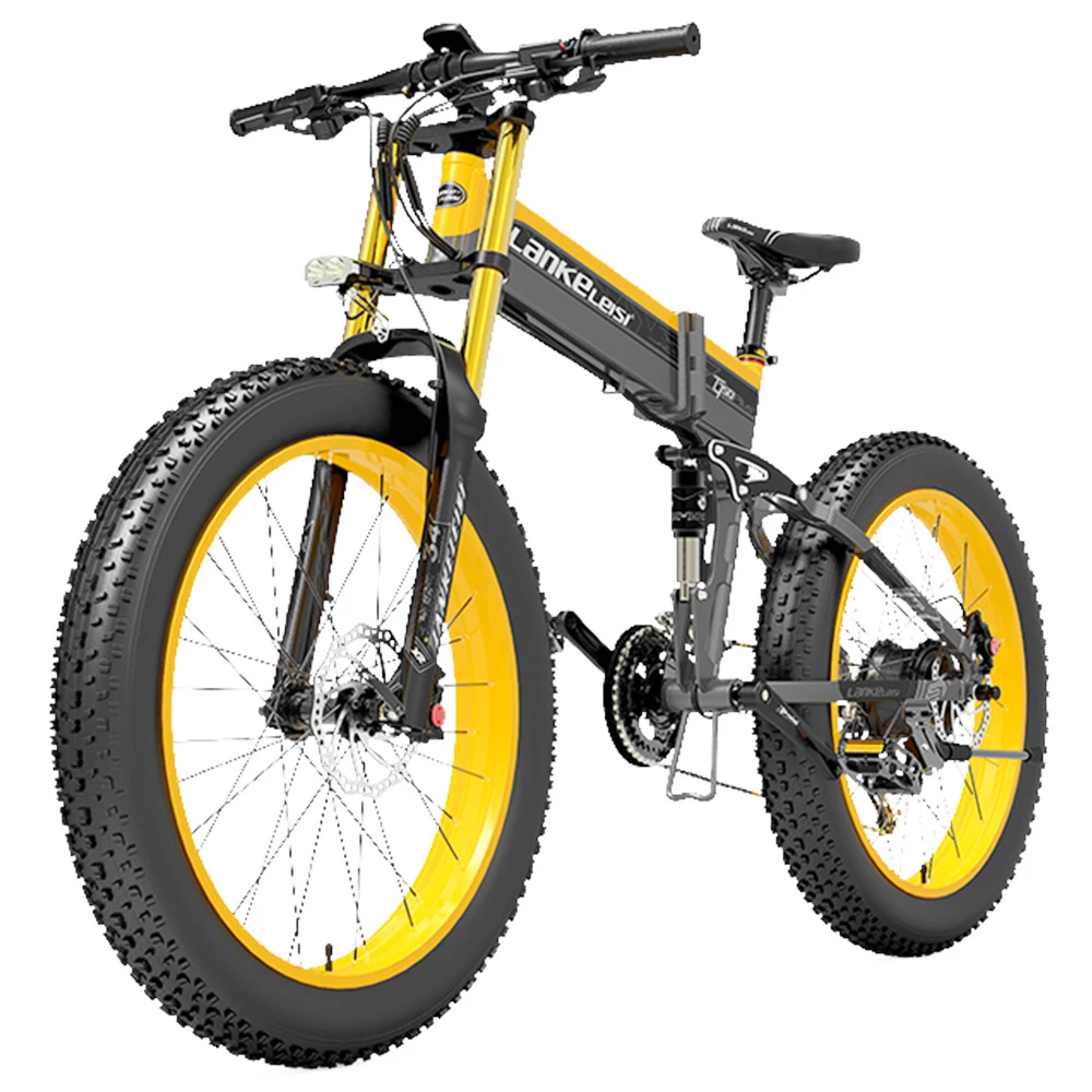 LANKELEISI T750 Plus Big Fork Electric Bike 48V 1000W Motor 14.5Ah Battery 26*4.0'' Fat Tire - Yellow 2 LANKELEISI T750 Plus Big Fork Electric Bike 48V 1000W Motor 14.5Ah Battery 26*4.0'' Fat Tire - Yellow - Image 2