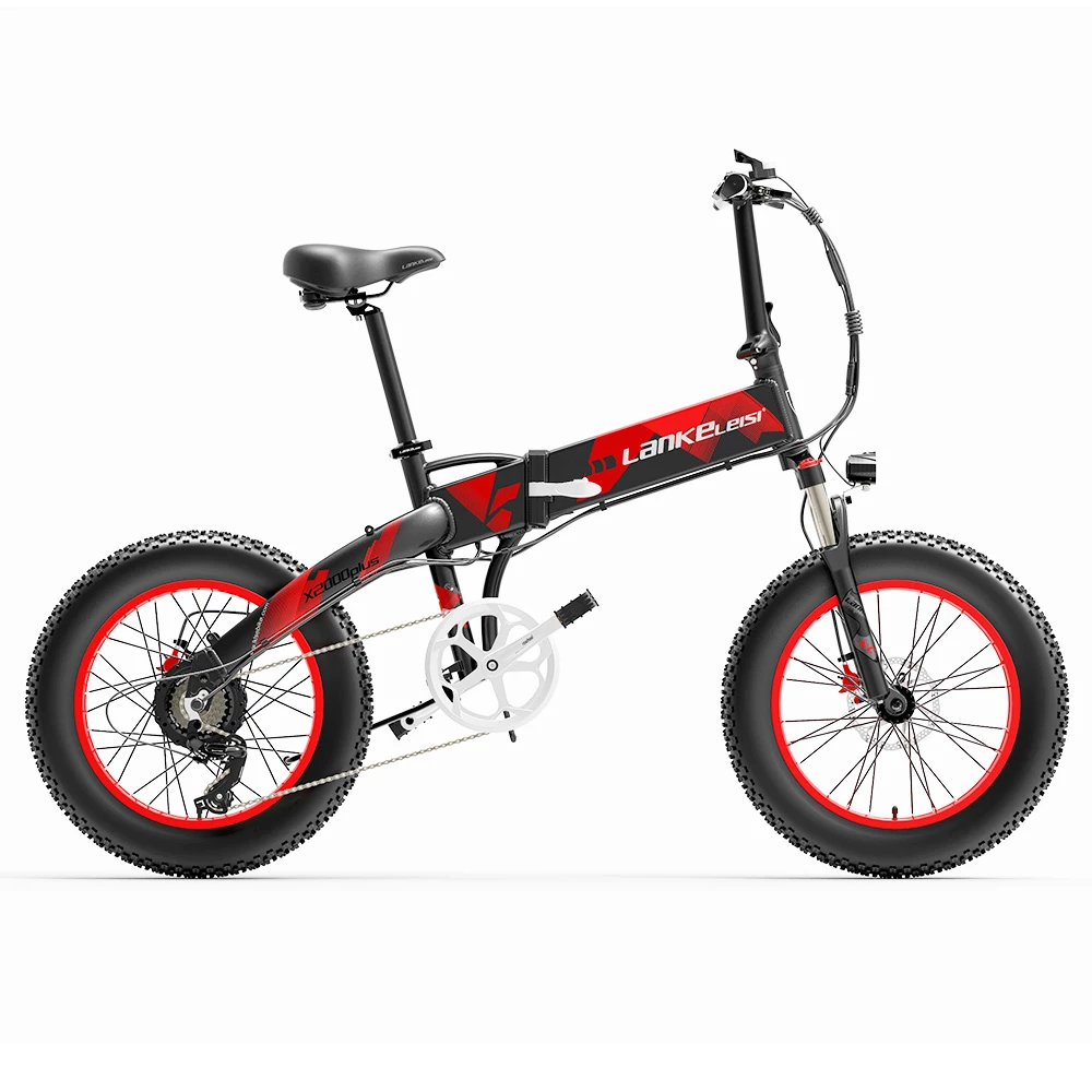 LANKELEISI X2000 PLUS Moped Electric Bike Folding Bike 12.8Ah 48V 1000W 40km/h Max Speed Max Load 150kg - Red 1 LANKELEISI X2000 PLUS Moped Electric Bike Folding Bike 12.8Ah 48V 1000W 40km/h Max Speed Max Load 150kg - Red