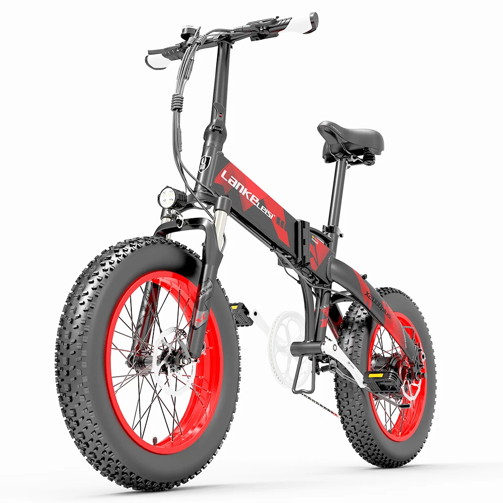 LANKELEISI X2000 PLUS Moped Electric Bike Folding Bike 12.8Ah 48V 1000W 40km/h Max Speed Max Load 150kg - Red 4 LANKELEISI X2000 PLUS Moped Electric Bike Folding Bike 12.8Ah 48V 1000W 40km/h Max Speed Max Load 150kg - Red - Image 4