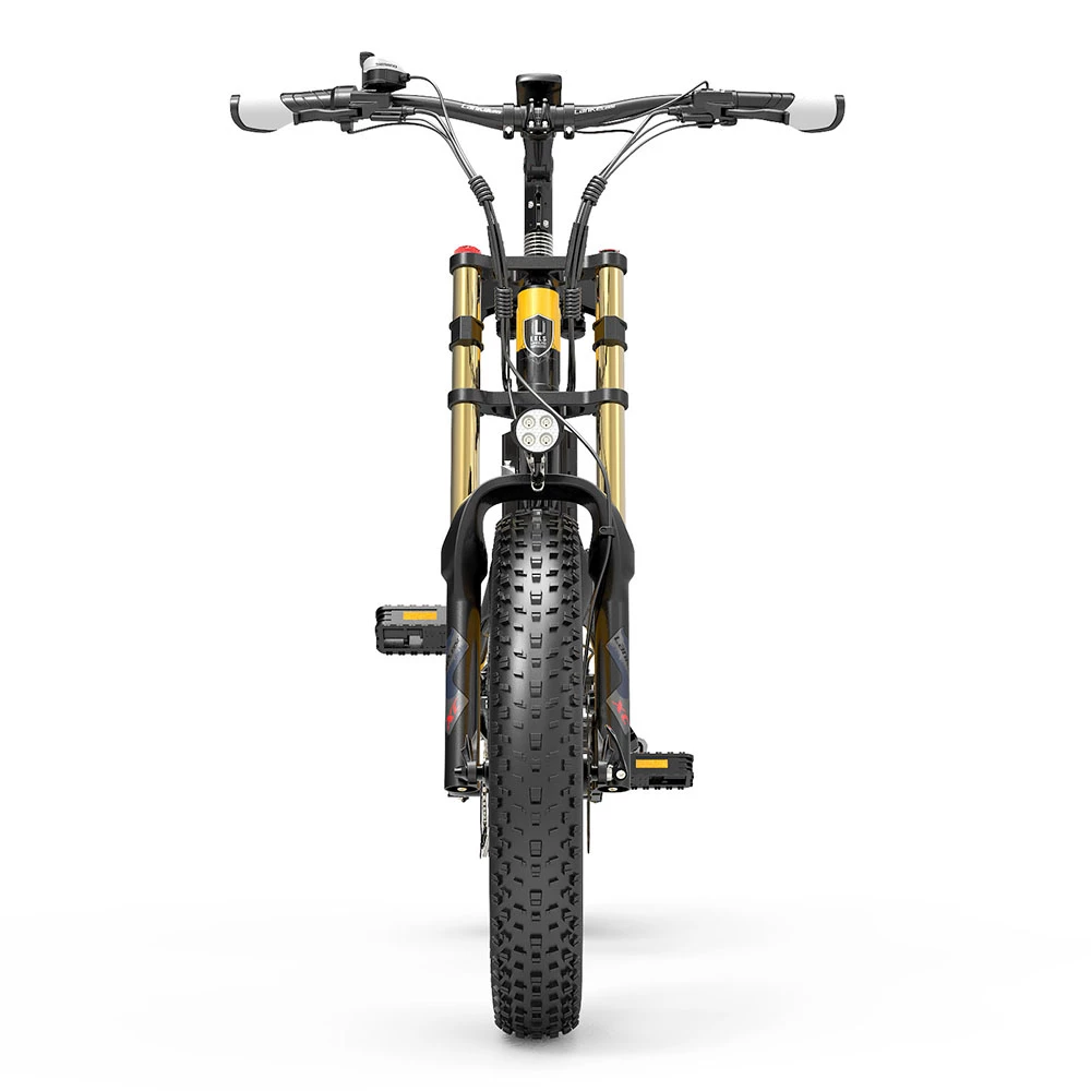 LANKELEISI X3000 Plus Folding Electric Mountain Bike Big Fork 20*4.0 Inch Fat Tires 48V 1000W Motor 17.5Ah Battery 43Km/h Max Speed Shimano 7-Speed Gear IP54 Waterproof - Black & Yellow 4 LANKELEISI X3000 Plus Folding Electric Mountain Bike Big Fork 20*4.0 Inch Fat Tires 48V 1000W Motor 17.5Ah Battery 43Km/h Max Speed Shimano 7-Speed Gear IP54 Waterproof - Black & Yellow - Image 4