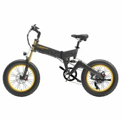 LANKELEISI X3000 Plus Folding Electric Mountain Bike Big Fork 20*4.0 Inch Fat Tires 48V 1000W Motor 17.5Ah Battery 43Km/h Max Speed Shimano 7-Speed Gear IP54 Waterproof - Black & Grey -Sports & Outdoors Sales LANKELEISI X3000 Plus Folding Electric Mountain Bike Big Grey 516919 1