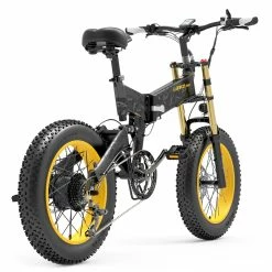LANKELEISI X3000 Plus Folding Electric Mountain Bike Big Fork 20*4.0 Inch Fat Tires 48V 1000W Motor 17.5Ah Battery 43Km/h Max Speed Shimano 7-Speed Gear IP54 Waterproof - Black & Grey -Sports & Outdoors Sales LANKELEISI X3000 Plus Folding Electric Mountain Bike Big Grey 516919 2