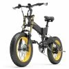 LANKELEISI X3000 Plus Folding Electric Mountain Bike Big Fork 20*4.0 Inch Fat Tires 48V 1000W Motor 17.5Ah Battery 43Km/h Max Speed Shimano 7-Speed Gear IP54 Waterproof - Black & Grey