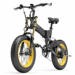 LANKELEISI X3000 Plus Folding Electric Mountain Bike Big Fork 20*4.0 Inch Fat Tires 48V 1000W Motor 17.5Ah Battery 43Km/h Max Speed Shimano 7-Speed Gear IP54 Waterproof - Black & Grey