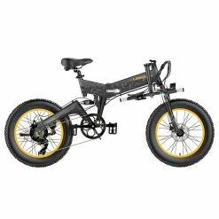 LANKELEISI X3000 Plus Folding Electric Mountain Bike 20*4.0 Inch Fat Tires 1000W Motor 40Km/h Max Speed 48V 17.5Ah Battery 100KM Range 180KG Max Load Shimano 7 Speed Double Shock Absorption - Grey -Sports & Outdoors Sales LANKELEISI X3000 Plus Folding Electric Mountain Bike Grey 502671 2