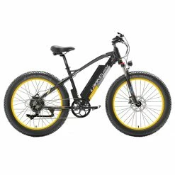 LANKELEISI XC4000 Electric Bike 26*4.0 Inch Fat Tires 1000W Motor 40Km/h Max Speed 48V 17.5Ah Battery Shimano 7 Speed 120Km Range 1800Kg Max Load - Yellow