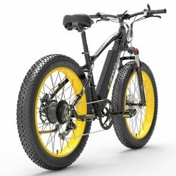 LANKELEISI XC4000 Electric Bike 26*4.0 Inch Fat Tires 1000W Motor 40Km/h Max Speed 48V 17.5Ah Battery Shimano 7 Speed 120Km Range 1800Kg Max Load - Yellow -Sports & Outdoors Sales LANKELEISI XC4000 Electric Bike 48V 1000W Motor Yellow 502659 3