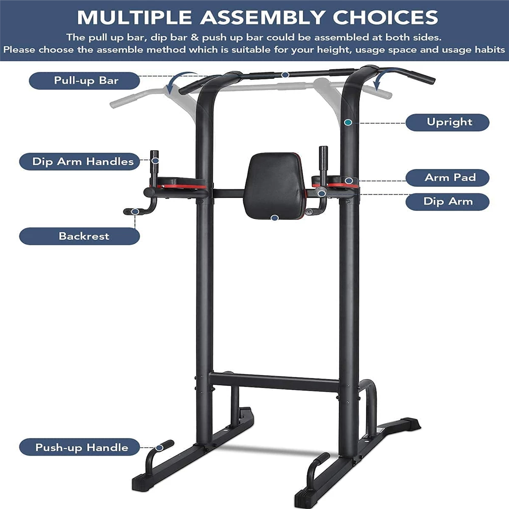 Power Tower Pull-Up Bar Dip Station Strength Training Workout Equipment for Professional Home Gym, Maximum Weight 180kg 4 Power Tower Pull-Up Bar Dip Station Strength Training Workout Equipment for Professional Home Gym, Maximum Weight 180kg - Image 4