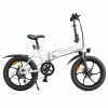 ADO A20+ Electric Folding Bike 20 inch City Bicycle 250W Hall Brushless Gear DC Motor SHIMANO 7-Speed Rear Derailleur 36V 10.4Ah Removable Battery 25km/h Max speed up to 60km Max Range IPX5 Double Shock-absorption Aluminum alloy Frame - White
