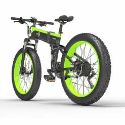 BEZIOR X1500 Fat Tire Folding Electric Mountain Bike 12.8Ah Battery BMS 1500W Motor 26*4.0 Wheels Aluminum Alloy Frame Shimano 27-speed Shifter Max Speed 40km/h 100KM Power-assisted Range IP54 Oil Disc Brake MTB - Black Green -Sports & Outdoors Sales bezior x1500 26 inch fat tire e bike10 4ah 500w black green 1625724319142
