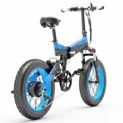 BEZIOR XF200 Folding Electric Bike 48V 15Ah Battery 1000W Motor 20x4.0 inch Fat Tire Aluminum Alloy Frame Shimano 7-speed Shift Max Speed 40km/h 130KM Power-assisted mileage Range LCD Display IP54 Waterproof - Black Blue -Sports & Outdoors Sales bezior xf200 folding electric bike 20 inch 15ah 1000w motor black blue 0376eb 1645002119343